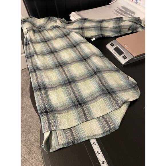 J Jill Womens Tunic Size 2X Blue Plaid Rayon Stretch Button Up Modern Minimalist - Picture 6 of 7